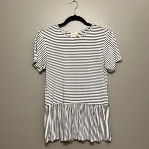 White Striped Peplum Top